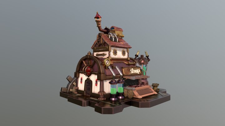 Stylized steampunk shop 3D Model