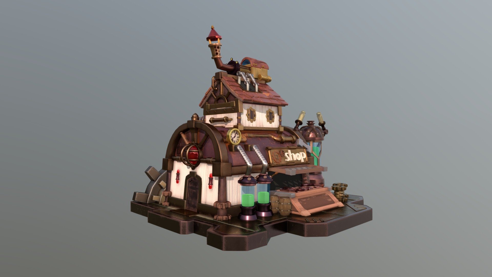 Stylized steampunk shop - Download Free 3D model by cwidjaja6