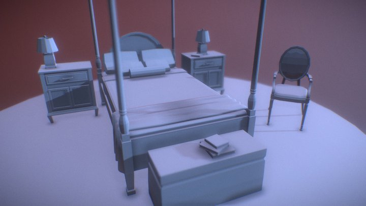 Victorian Badroom Asset (low poly) – Free 3D Model STL