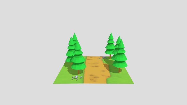 Cartoon Low Poly trees  and forest 3D Model
