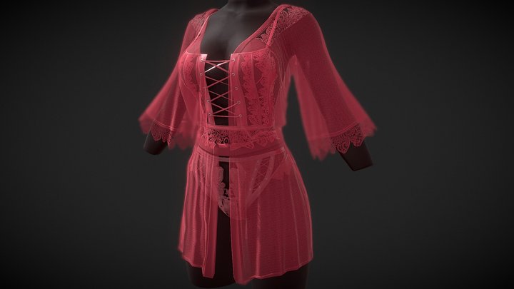 Red lingerie set 3D Model