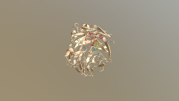 Laninamivir + Neuraminidase 3D Model