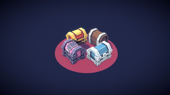 Stylized Hand Painted Chests 3D Model