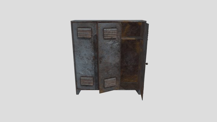 Old Rusted Metal Cupboard Low-poly 3D model 3D Model