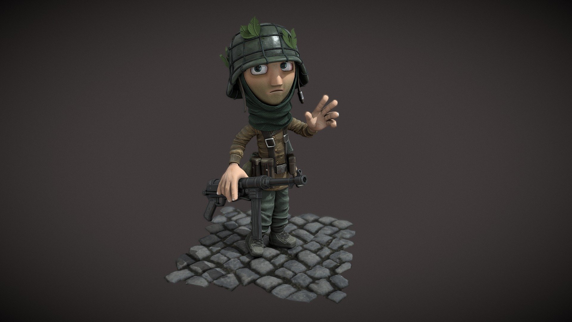 toon-style Panzergrenadier character 