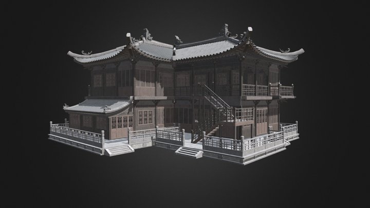 Procedural asian architecture test 7 3D Model