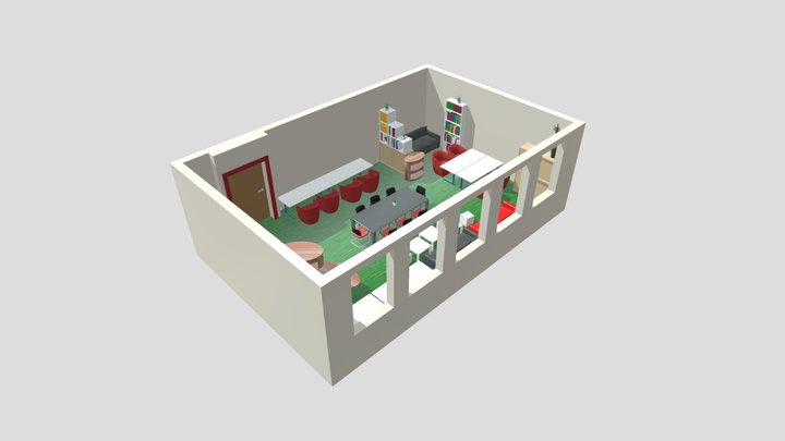 LIA Lernbüroraum mit Wand 3D Model
