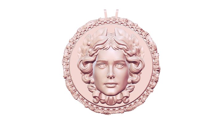 Gold necklace - Greek face 3D Model