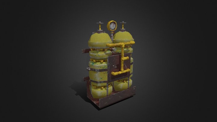 LowPoly Stylized Steampunk Tanks 3D Model