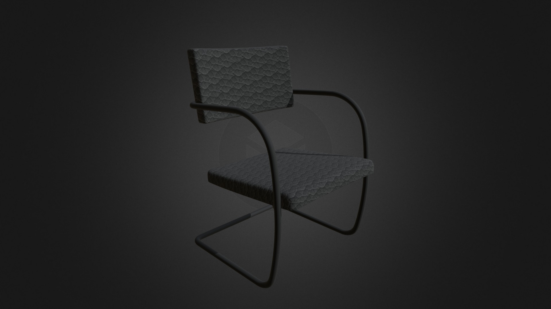 3D model Black Leather Chair D Model - This is a 3D model of the Black Leather Chair D Model. The 3D model is about a chair with a cushion.