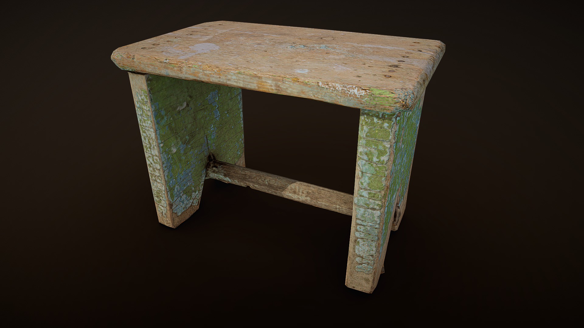 3D model Old Stool 02 - This is a 3D model of the Old Stool 02. The 3D model is about a wooden block with a hole in it.