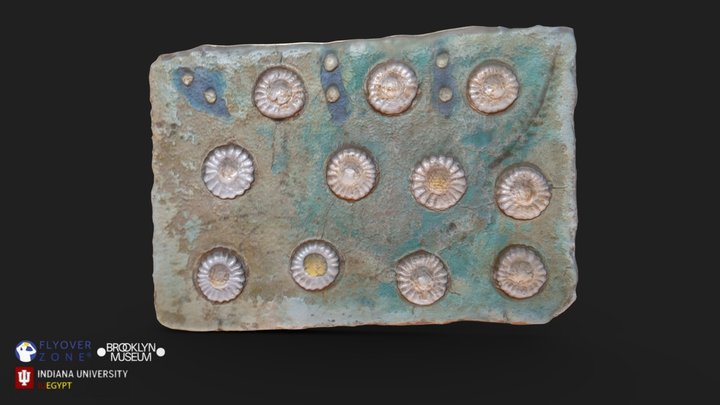 3D rendering of Tile with Floral Inlays