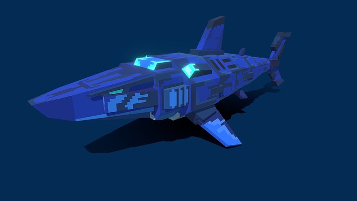 Low-Poly Mecha Shark 3D Model