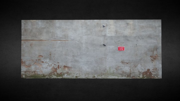 Distressed Painted Wall 6.4m Section 3D Model