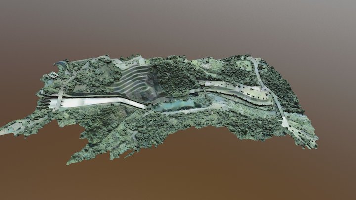 1060921鯉魚潭水庫空拍溢洪道正攝影像 Simplified 3d Mesh 3D Model