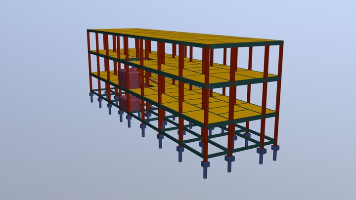 Projeto Estrutural 3 Pavimentos - 14 Kitnets 3D Model