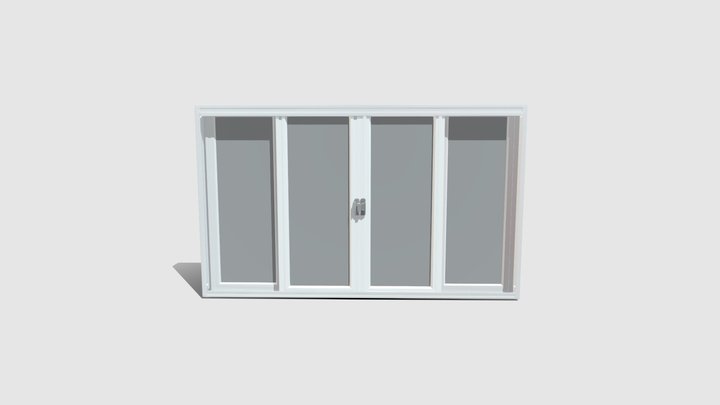 4 Panel Sliding Window 3D Model