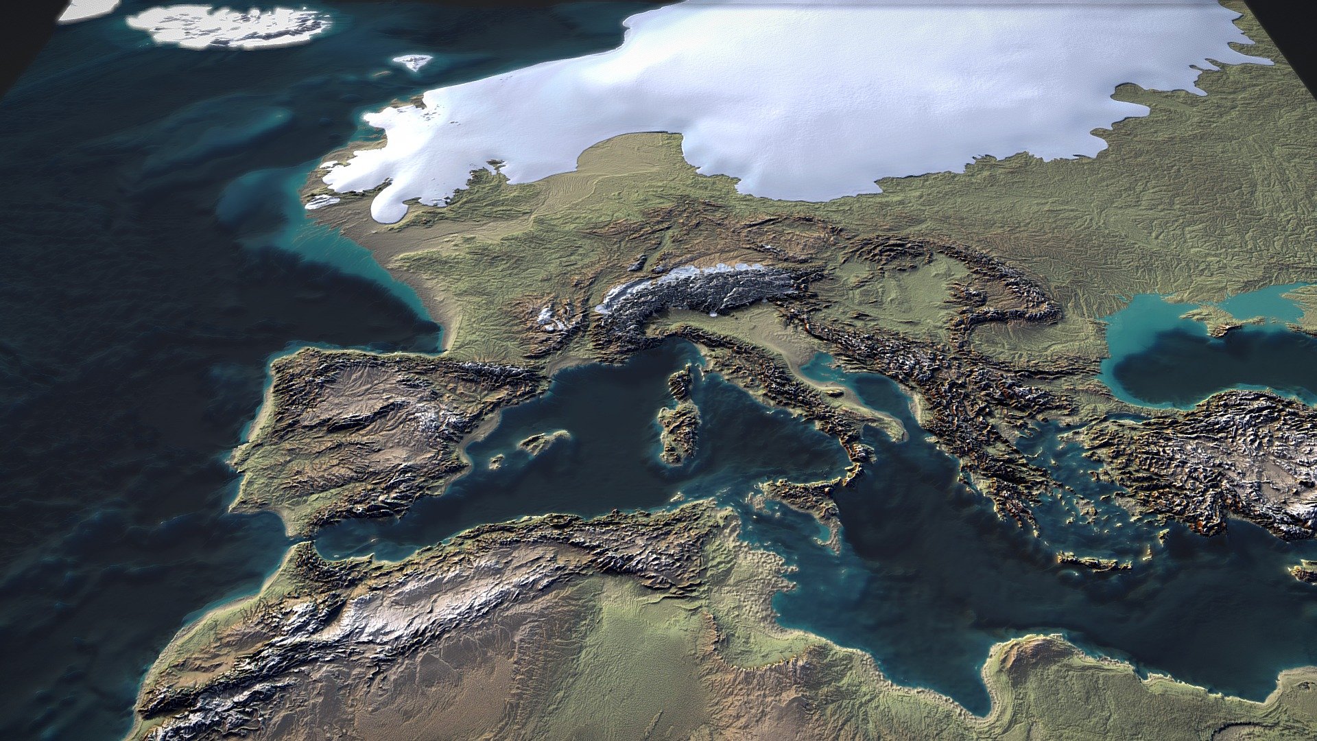 Ice Age Europe 3D Map - 3D model by v7x.