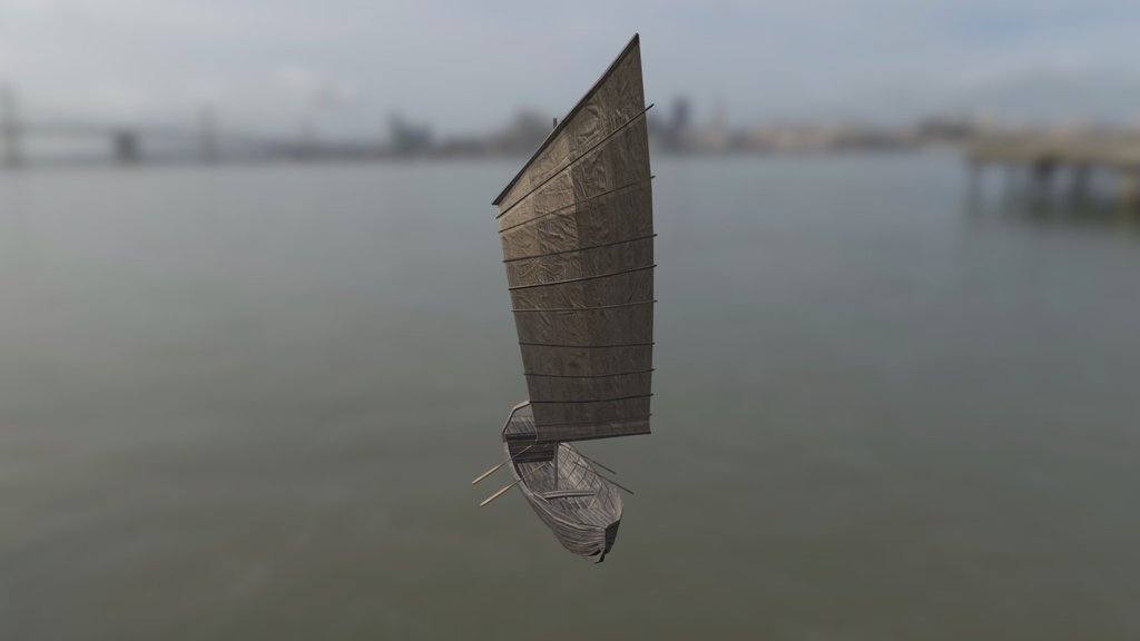 Chinese Junk Inspired Boat with Sails, Paddles
