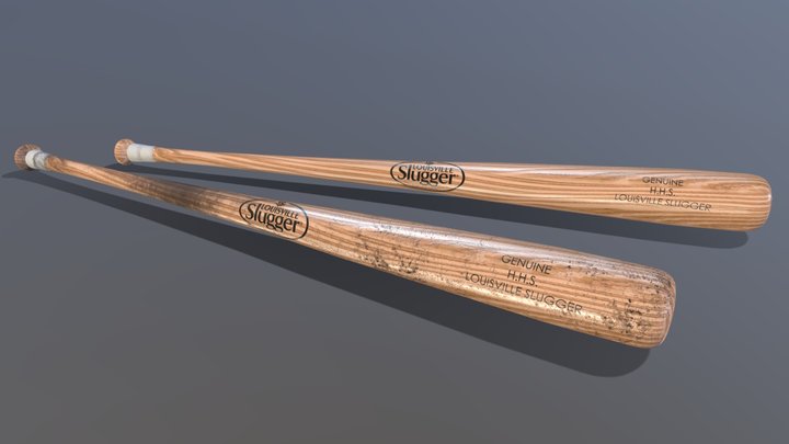 Louisville Slugger Baseball Bat - Clean & Dirty 3D Model
