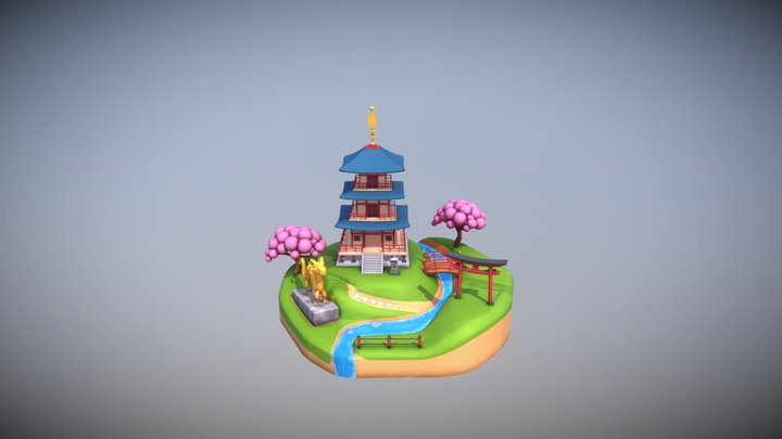 Japan Temple - Diorama - Alvified 3D Model