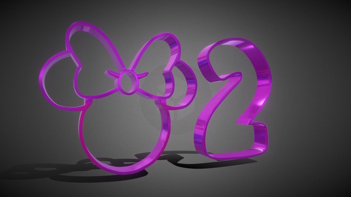 Minnie and Number 2 Cookie Cutter 3D Model
