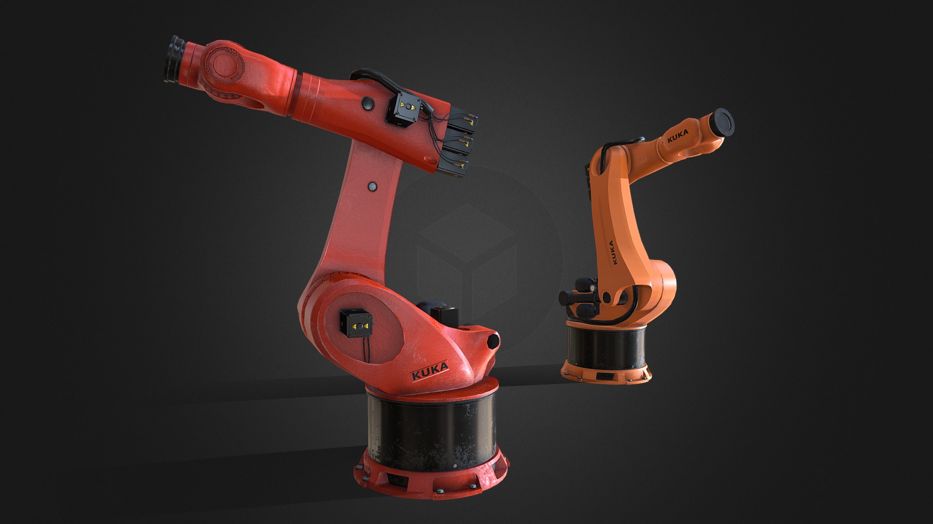 3D model Kuka robot - This is a 3D model of the Kuka robot. The 3D model is about a set of orange and black screws.