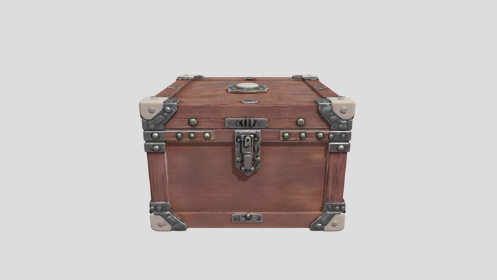 Old Wooden Treasure Chest with Metal Accents