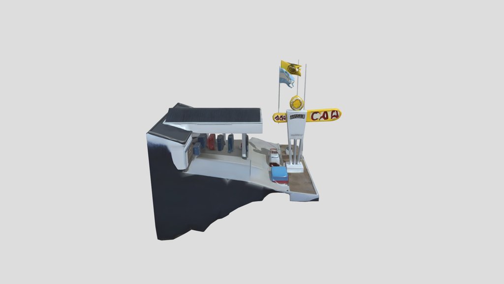 Gas Station 3d Model 1990s