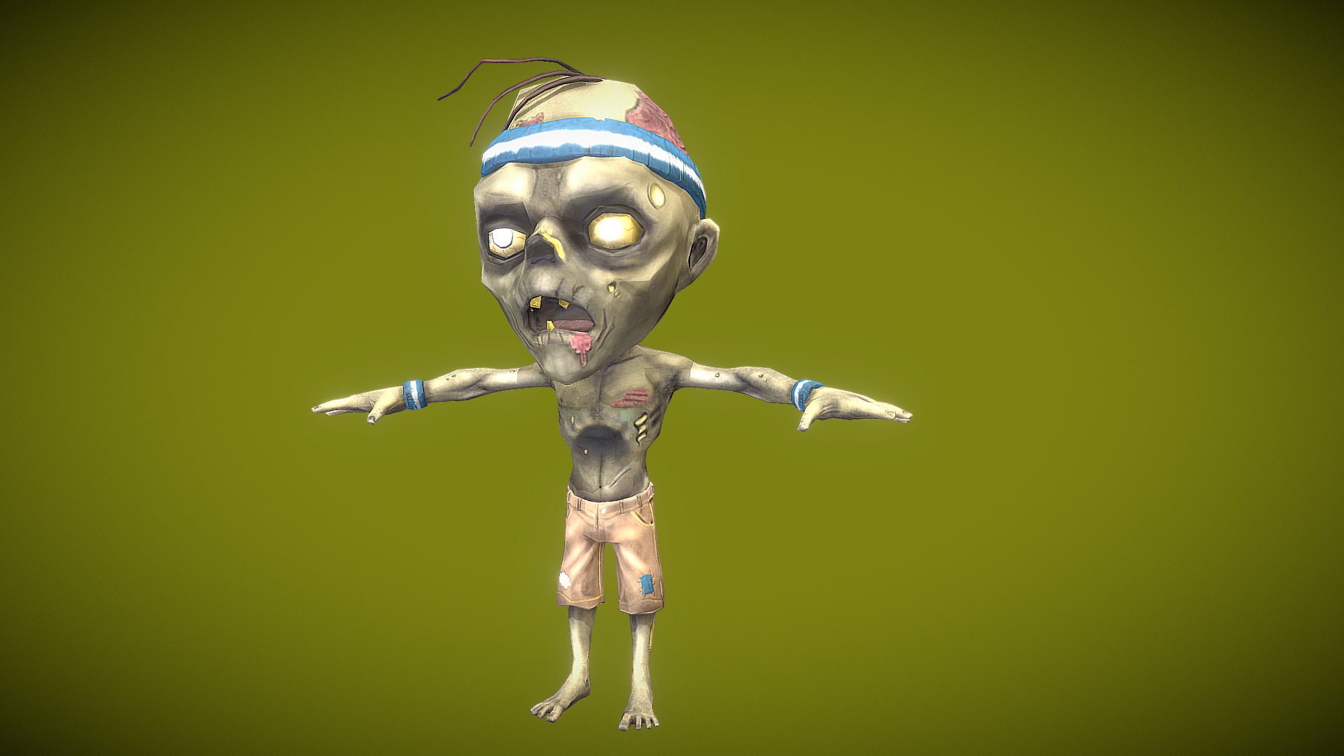 3D model Zombie - This is a 3D model of the Zombie. The 3D model is about a toy figurine of a person with a hat and a beard.