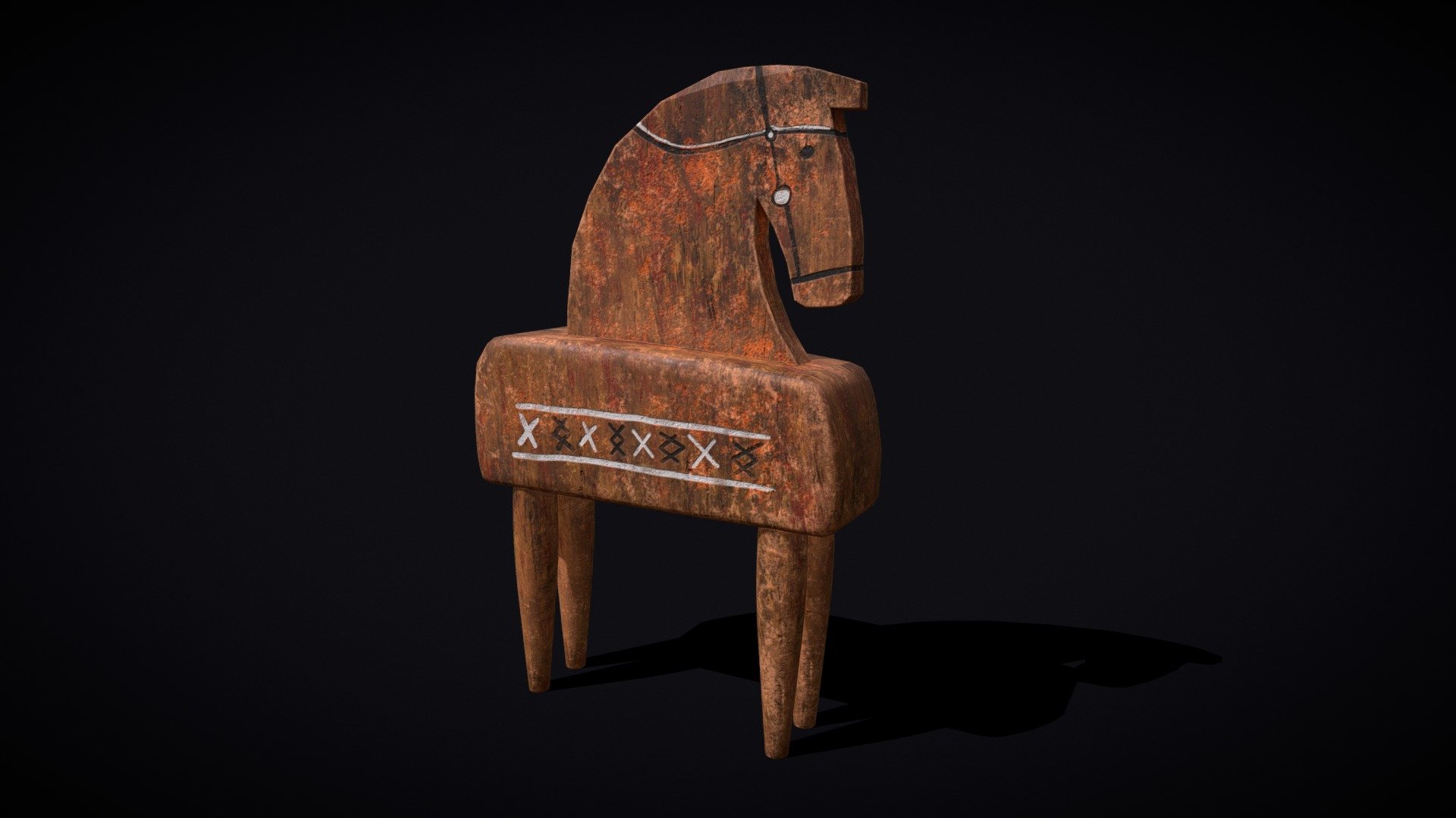 Rustic Hand Painted Toy Horse Buy Royalty Free 3D model by