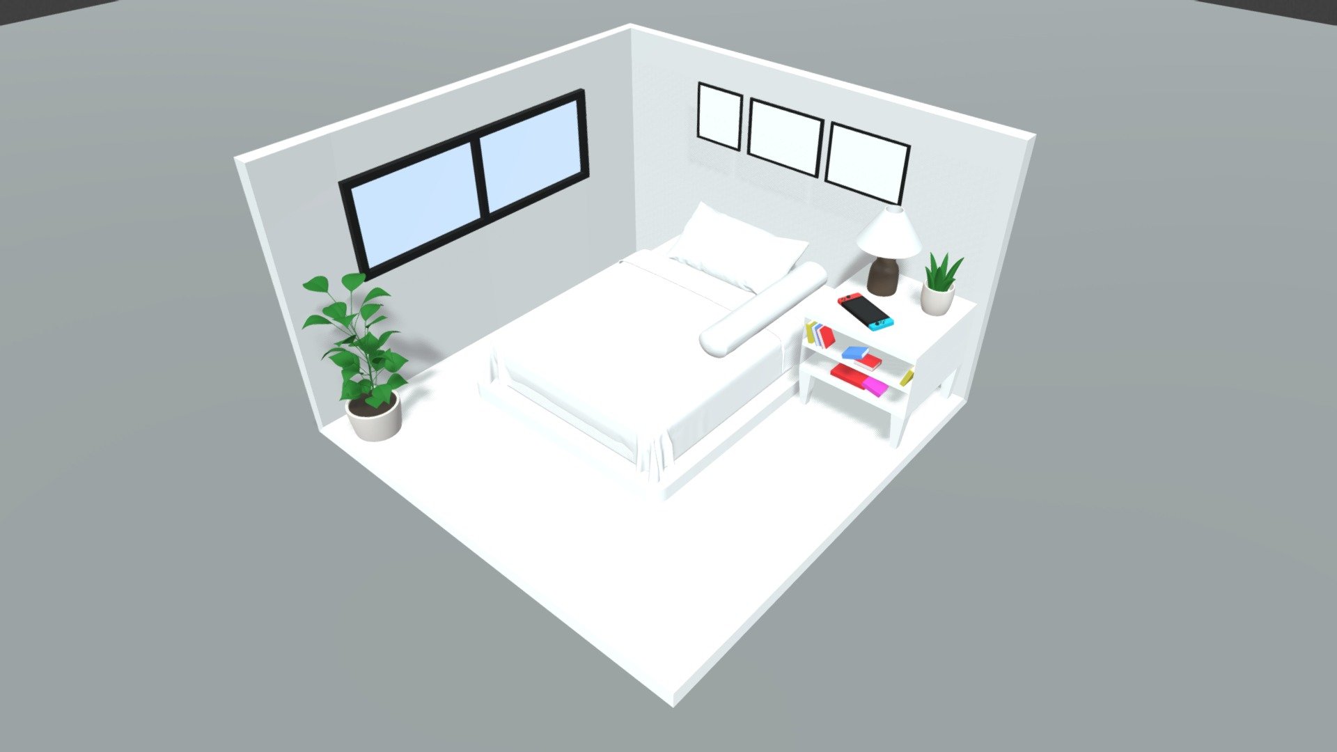 Low Poly Isometric Bedroom