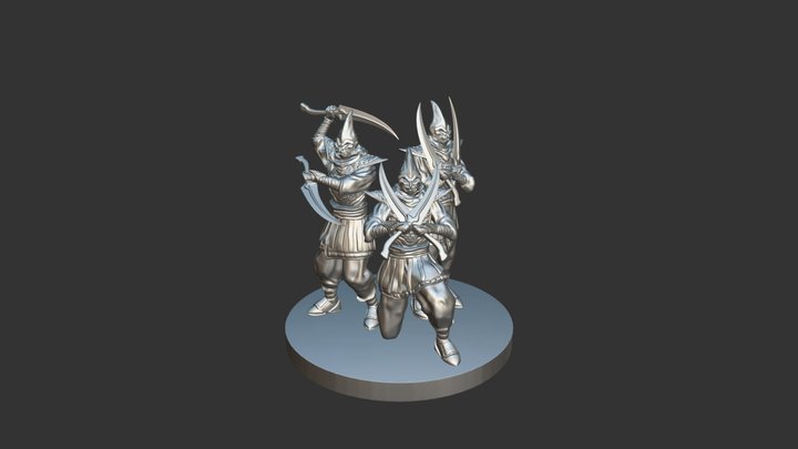 Persian Soldier Trio On Base 3D Model