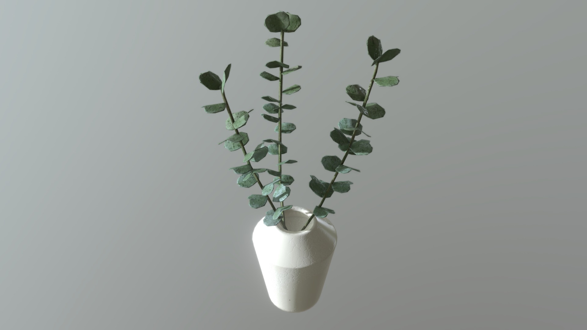 3D model Porcelain Vase with Eucalyptus - This is a 3D model of the Porcelain Vase with Eucalyptus. The 3D model is about a plant in a pot.