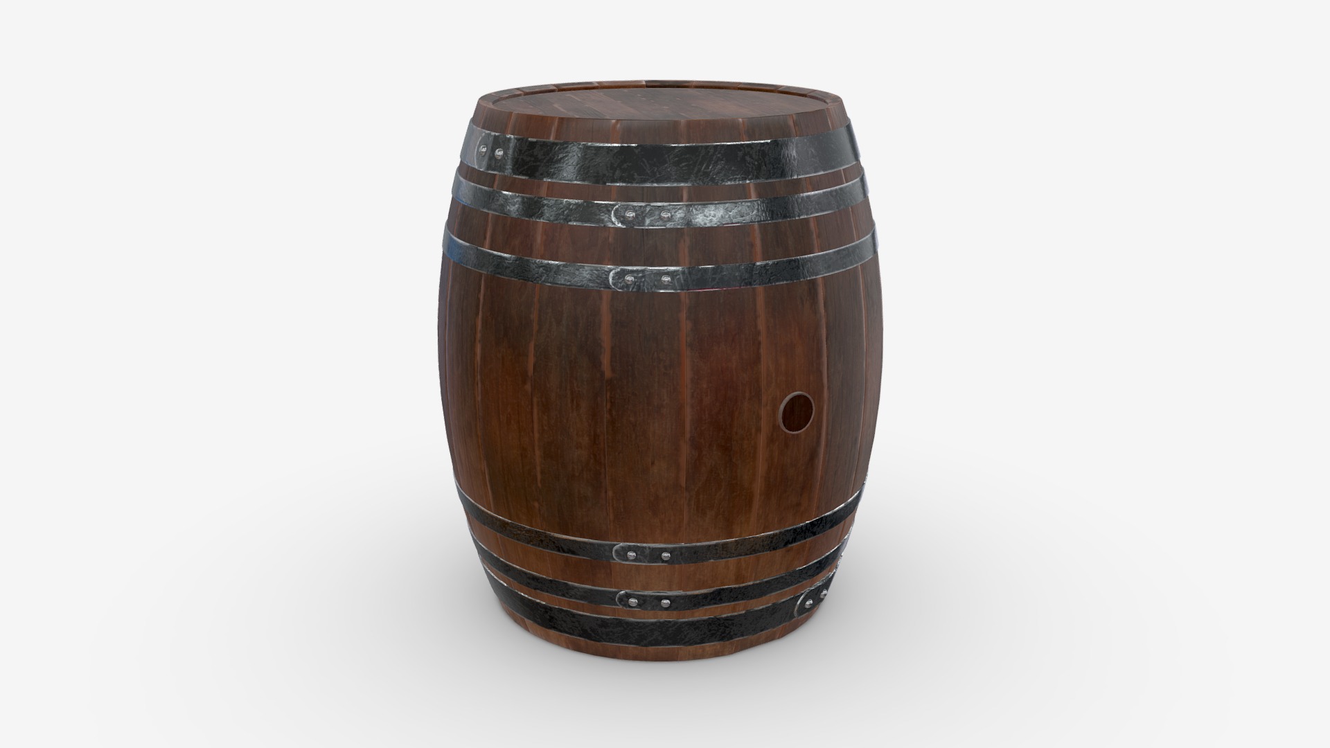 3D model Wooden barrel - This is a 3D model of the Wooden barrel. The 3D model is about a brown barrel with a white background.