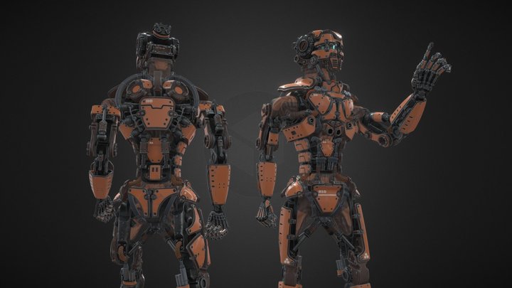 Highpoly robot character 3D Model