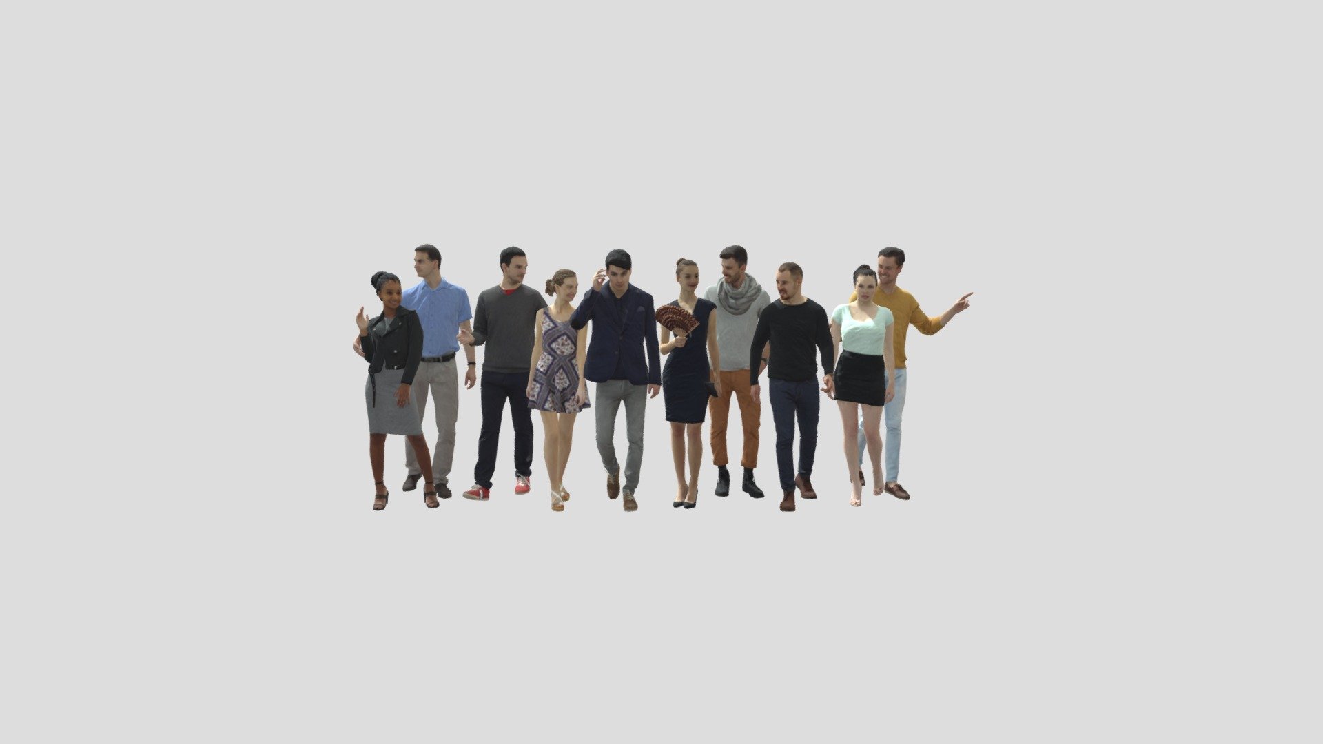 10x LOW POLY CASUAL PEOPLE VOL01 CROWD