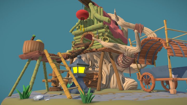 The bamboo house 3D Model