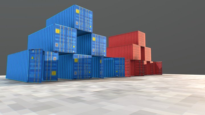 Container style PSX / LOW POLY 3D Model