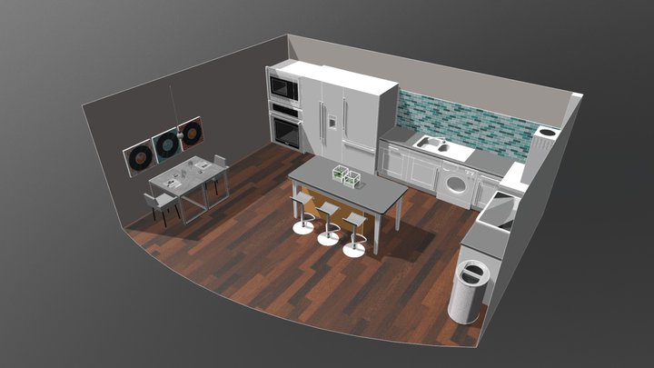 Kitchen & Dining Room 3D Model