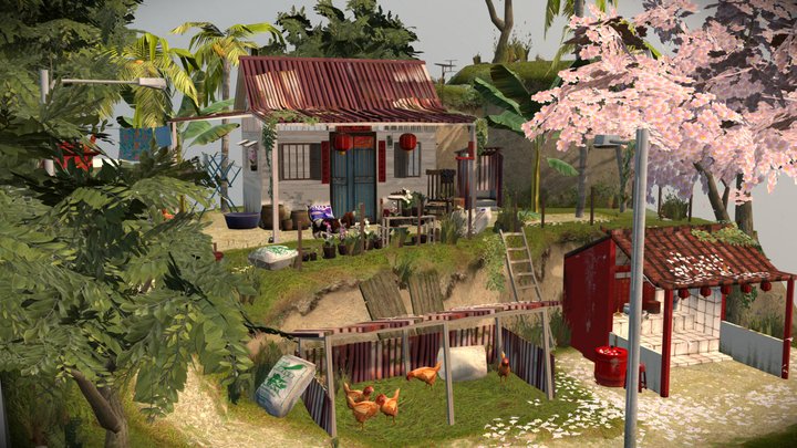 DAE Diorama - Grandma House / Kampung baru 3D Model