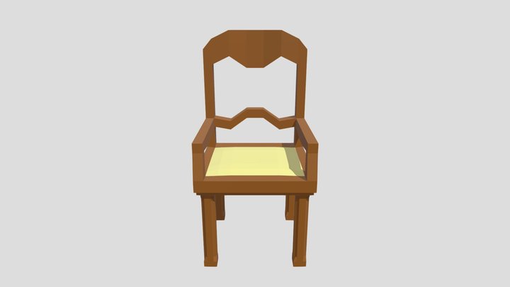 Low Poly, Old-Style Wood Chair (2) 3D Model
