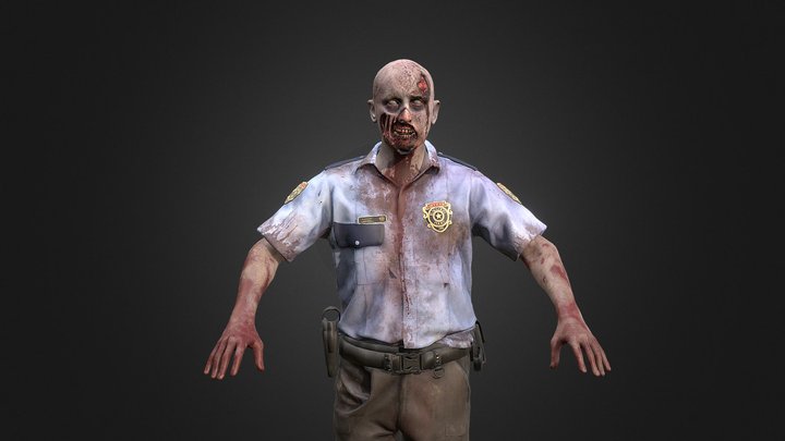 Police Man Zombie 3D Model