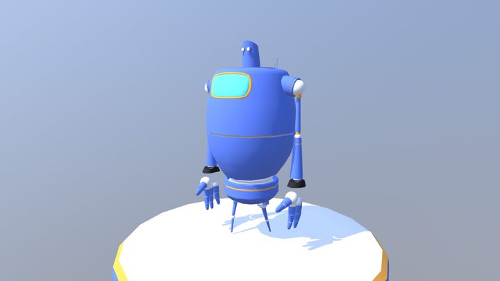 Blue Robot Walk Mr Krabs FBX 3D Model