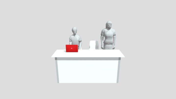 Registration Desk Single 90” Wide 3D Model