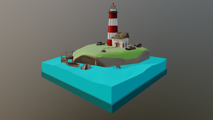 Lighthouse Island Diorama 3D Model