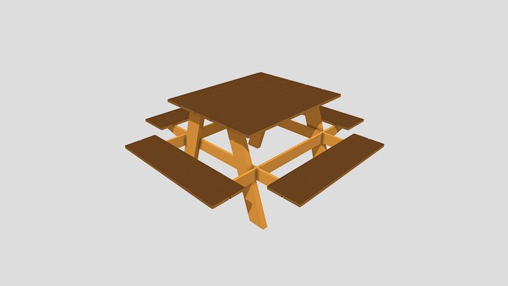 Table and chair low poly 3D Model