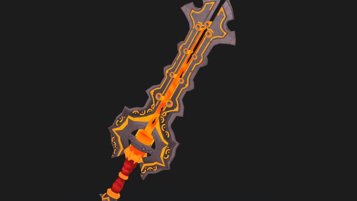 Stylized Hand-Painted Lava Great Sword 3D Model