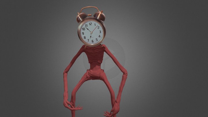Clock Head rig with animation 3D Model
