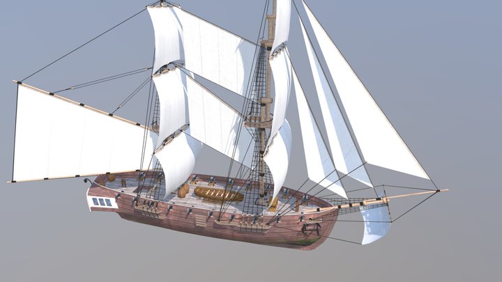 Brig Ship 3D Model
